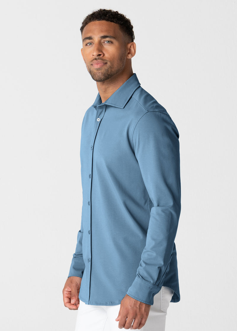 Blue Polished Button Down